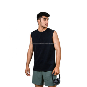 Débardeur sans manches respirant avec logo personnalisé pour hommes, t-shirt de sport noir, séchage rapide, évacuation de la transpiration, vêtements de sport pour hommes, fournisseur à faible MOQ - Product Image 4