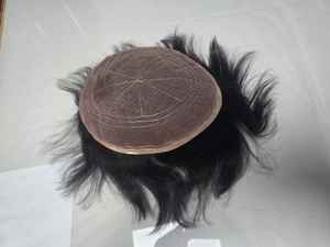 Prothèse capillaire complète en dentelle, cheveux humains indiens Remy, bouclée pour hommes, densité 100%, longueur courte TAZ HAIR BANGLADESH - Product Image 5