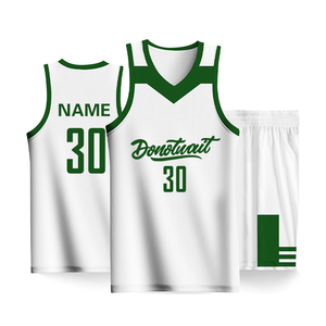 Conjunto de Uniforme de Baloncesto Blanco y Verde Personalizado, Jersey y Pantalones Cortos, Kit de Equipo, Ropa Deportiva Sublimada, Nombre y Número Personalizados, OEM, Venta al Por Mayor - Product Image 1