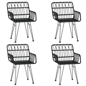 Ensemble de salle à manger de jardin de taille moyenne en polyrotin noir, verre trempé et acier - pour mobilier de patio - Product Image 4