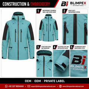 บริการ OEM เสื้อแจ็คเก็ตผู้ชายลำลองกันหนาวกันน้ำ ผ้าคอร์ดูรอยบุผ้านวม สำหรับปีนเขาและเล่นสโนว์บอร์ด ผลิตตามสั่ง ซิปแบบรูดขึ้น-ลง กันลม - Product Image 2