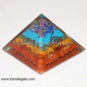 Wholesale Agate Natural Gemstone <b>Crystal</b> <b>Chips</b> Orgone Seven Chakra Layered Pyramid with Copper Coil Feng Shui for Sale - Product Image 1