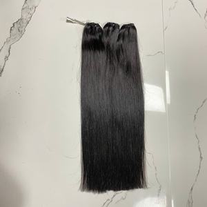 Fábrica al por mayor 100% Extensiones de cabello humano real 16 pulgadas Doble trama Natural Liso A granel Cabello crudo Sin caída - Product Image 1