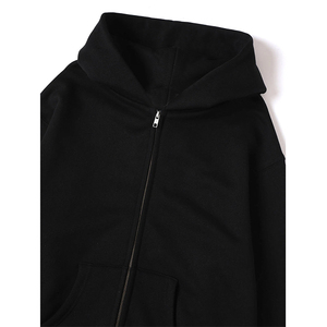 Sweat à capuche zippé court surdimensionné pour homme, en molleton épais 360 GSM, 100% coton écologique, imperméable, couleur unie, idéal pour l'hiver - Product Image 4