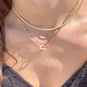 Classic Diamond Tennis <b>Necklace</b> Lab Diamond Neck Round Diamond Riviera <b>Necklace</b> Gold Bridal Jewelry Luxury <b>Statement</b> <b>Necklace</b> - Product Image 1