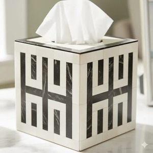 European Design MDF Napkin Tissue Box Resin <b>MOP</b> Inlay Handmade Eco-Friendly Living Room Table Christmas Gifts Accessories - Product Image 1