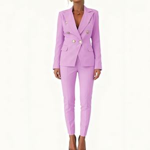New style Slim Double-breasted Solid Color Suit <b>blazer</b> Pants Women's 2-piece <b>Set</b> new Fashion - Product Image 4