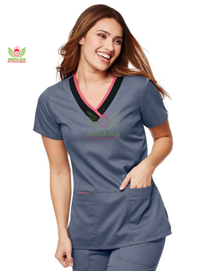 Vente en gros de tenues d'infirmière personnalisées pour femmes, manches courtes, 2025, uniformes médicaux d'hôpital, polyester/coton de haute qualité - Product Image 5