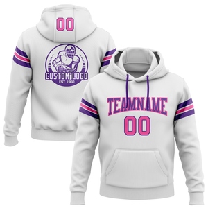 Sudadera con Capucha de Fútbol Blanca y Rosa-Morado, Diseño Nuevo, Personalizada y Cosida, Venta Directa al Por Mayor - Product Image 1
