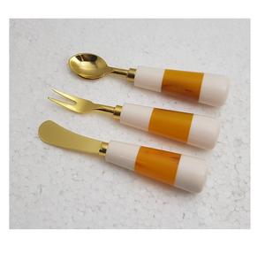 Ensemble de couverts en acier inoxydable avec manche en résine blanc ciel, élégants ustensiles de table pour la restauration, la maison et l'hôtellerie à prix raisonnable - Product Image 2
