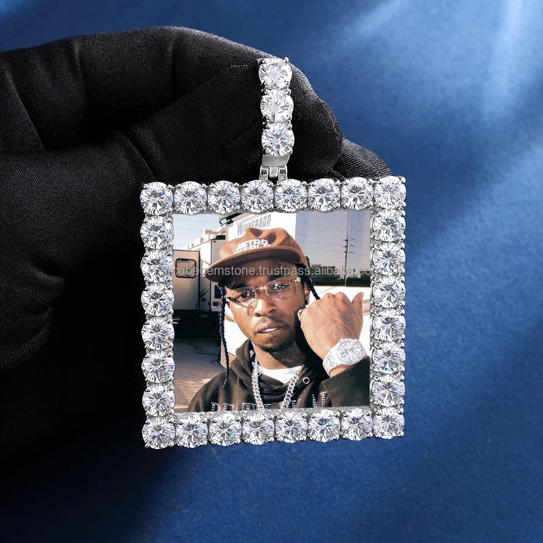 Wholesale Price Hip Hop Luxury 925 Sterling Silver Vvs Round Moissanite  Diamond Iced Out Square Frame Photo Pendant| Alibaba.com
