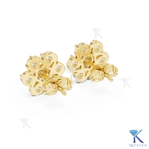 Lab Grown Diamond Luxury Floral Cluster <b>Stud</b> Earrings 14K 18K Solid Gold Brilliant Fine Women Jewelry Bridal Wedding Anniversary - Product Image 5