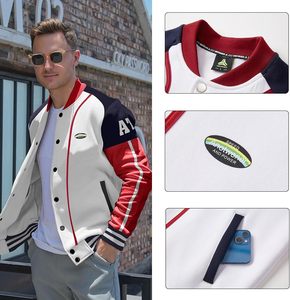 Veste universitaire haut de gamme avec broderie de patch personnalisée, corps en laine, manches en cuir, look streetwear décontracté - Product Image 5