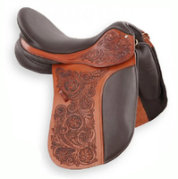 Selle d'équitation polyvalente en cuir confortable avec arceau en bois pour le dressage et l'endurance