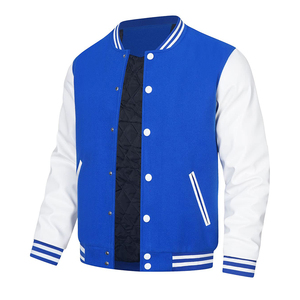 Custom Logo Outdoor Jackets OEM Customized Design Leather Fabric <b>Covered</b> <b>Buttons</b> Varsity Jackets For Men's - Product Image 2