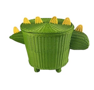 Panier de rangement en rotin en forme de dinosaure vert pour l'organisation des jouets des enfants, design animal mignon, matériau naturel écologique - Product Image 2