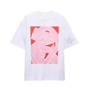 เสื้อยืดผู้หญิงสีขาวลายกราฟิกนามธรรม แขนสั้น คอกลม ผ้าฝ้าย 100% ทรงหลวม สวมใส่สบาย พิมพ์ลายฤดูร้อน - Product Image 1