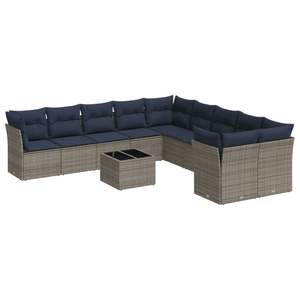 Ensemble de canapé de patio en rotin poly gris de 11 pièces avec coussins Collection de meubles d'extérieur durables - Product Image 2