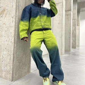 Conjunto de Chaqueta y Pantalones Cargo de Mezclilla para Hombre, Estilo Vintage Lavado, Personalizado de Fábrica - Product Image 4