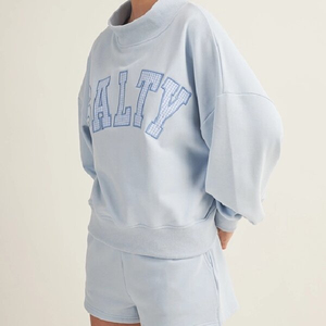 Sweat-shirt unisexe personnalisé à col montant, motif gingham et lettres appliquées, coupe oversize, décontracté, 100 % coton, séchage rapide, hiver - Product Image 4