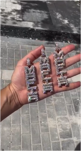 จี้เพชรฮิปฮอปแบบกำหนดเองพร้อมใบรับรอง GRA ตัวอักษรชื่อตามสั่ง เงินแท้ 925 ประดับเพชร VVS เต็มตัว สไตล์แร็ปเปอร์ จี้โมอิสซาไนต์ - Product Image 3