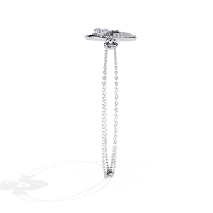 กำไลเพชรนาซาร์ทรงกลมเพาะเลี้ยงในห้องปฏิบัติการ ตัวเรือนทอง 14K ดีไซน์ฝังเพชรสองแถว |   เครื่องประดับดีไซน์มินิมอลนำโชค - Product Image 4