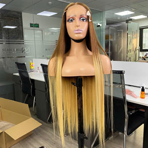 Prix de gros 100% Cheveux humains vierges bruts vietnamiens, Perruque en dentelle, Lisse baguette, Couleur Ombré Blond, Extensions de cheveux Super Double Drawn - Product Image 2