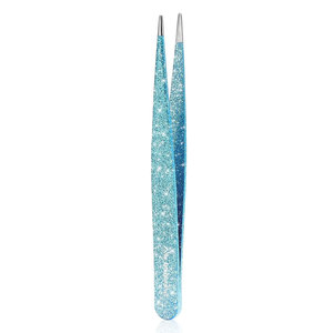 Precision <b>Tool</b> for Men & Women Ingrown Hair Eyebrow Removal Cyan Color Professional Stainless Steel Eyebrow Tweezers - Product Image 1
