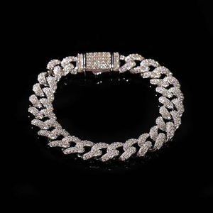 Pulsera de eslabones cubanos de plata con moissanita, pulsera de cadena brillante de lujo, joyería fina para mujeres y hombres, regalo llamativo - Product Image 4