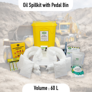 Kit anti-déversement d'hydrocarbures 60 litres avec poubelle à pédale – Kit industriel d'absorption et de gestion des déchets d'hydrocarbures - Product Image 3