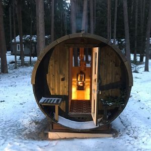 Sauna en bois noir avec toit en bardeaux d'asphalte, cabine de sauna <span class=keywords><strong>extérieure</strong></span> en cèdre pour 4 à 6 personnes avec fenêtres rondes - Product Image 3