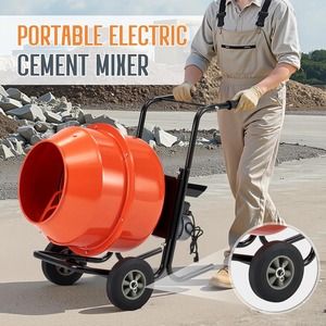 Bétonnière électrique, 375W, machine à béton portable sur chariot avec tambour de 140L - Product Image 3