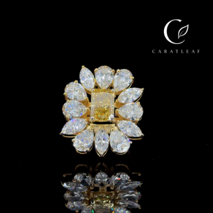 Anillo de Lujo con Diamante Cultivado en Laboratorio, Certificado IGI, Chapado en Oro de 18K, Corte Pera, con Halo, para Mujer - Product Image 1
