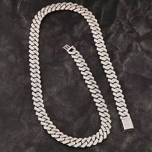 Collar de Plata de Ley 925 con Eslabones Cubanos y Moissanita, Certificado por GRA, Cadena de Joyería de Moda Personalizada para Hombres y Mujeres - Product Image 3