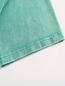 Camiseta para Hombre con Lavado Ácido, Estilo Vintage, 100% Algodón, Ecológica, Transpirable, Ligera, 280g, Teñido Liso, Verde, Gris, Negro - Product Image 3