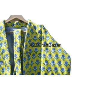 Veste de mariée pour demoiselle d'honneur en coton matelassé à imprimé floral, écologique, respirante, faite à la main, réversible, dentelle, style bohème hippie - Product Image 3