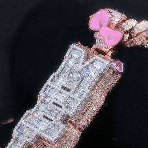 Pass Diamond Tester GRA Certificate Custom Hip Hop Charm Pendant Name Letter 925 Silver Fully Iced VVS Rapper Moissanite Pendant - Product Image 3