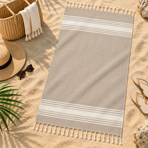 Nouvelle collection de serviettes Fouta à rayures, séchage rapide, serviettes de plage Hammam avec logo personnalisé pour la vente en gros en Inde - Product Image 5