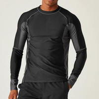 Rashguard à manches longues unisexe en Spandex/Polyester sublimé avec logo personnalisé du fabricant, anti-bactérien, séchage rapide, protection UV