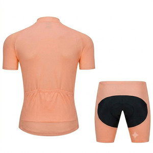 Conjunto de ciclismo profesional personalizado color melocotón para hombre, manga corta, cremallera completa, transpirable, de secado rápido, ajuste deportivo, OEM - Product Image 2