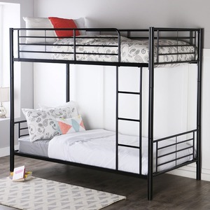 Royal Steel <b>Bunk</b> Beds Heavy Duty <b>Double</b> Tier Bedstead With Guardrails Ladder For Kids Bedroom Stylish Room Furniture - Product Image 4