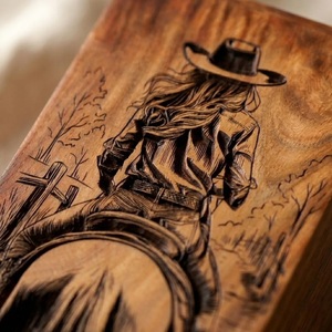 Custom Eco-Friendly & Durable Wooden Urn Box Western Cowgirl Horse Cremation Memorial <b>Keepsake</b> <b>for</b> Human Adult <b>Ashes</b> - Product Image 5