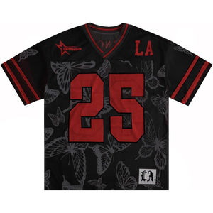 LA Black Mesh American Football Jersey V-Neck Short Sleeve Sublimated Print Front Logo Number 25 Breathable Unisex Apparel - Product Image 6