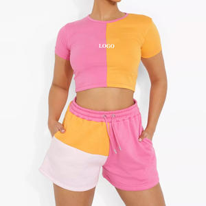 Ensemble deux pièces d'hiver pour femme avec logo personnalisé, comprenant un haut court à manches courtes et un legging long - Product Image 1