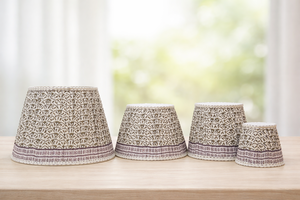 Handmade Cotton Linen Tapered Lampshade Set | <b>Geometric</b> Printed Fabric <b>Shades</b> with Decorative Trim | Home <b>Lighting</b> Decor - Product Image 4
