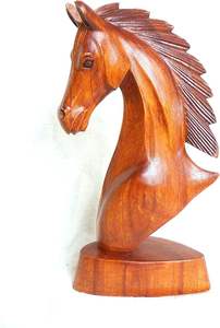 Sculpture artisanale en bois de tête de cheval, représentant force, élégance et grâce, décoration rustique, art équestre, sculpture sur bois poli - Product Image 3