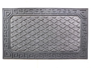 Paillasson moderne en caoutchouc rectangulaire noir à motif géométrique pour entrée et escaliers - Product Image 4