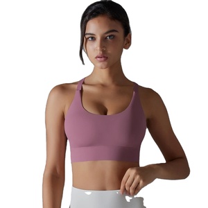 Soutien-gorge de yoga pour femmes, respirant, simple, couleur unie, en nylon, sous-vêtements de sport pour gymnastique Pilates - Product Image 1