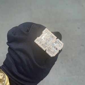 Moissanite <b>Initial</b> <b>Ring</b> Iced Out Luxury Hip Hop Statement Jewelry Mens Fashion <b>Ring</b> - Product Image 1