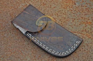 Cuchillo de Caza Plegable Premium OEM RB de Acero de Damasco con Mango de Palisandro, Empuñadura de Latón y Hoja de 7 Pulgadas para Camping - Product Image 6